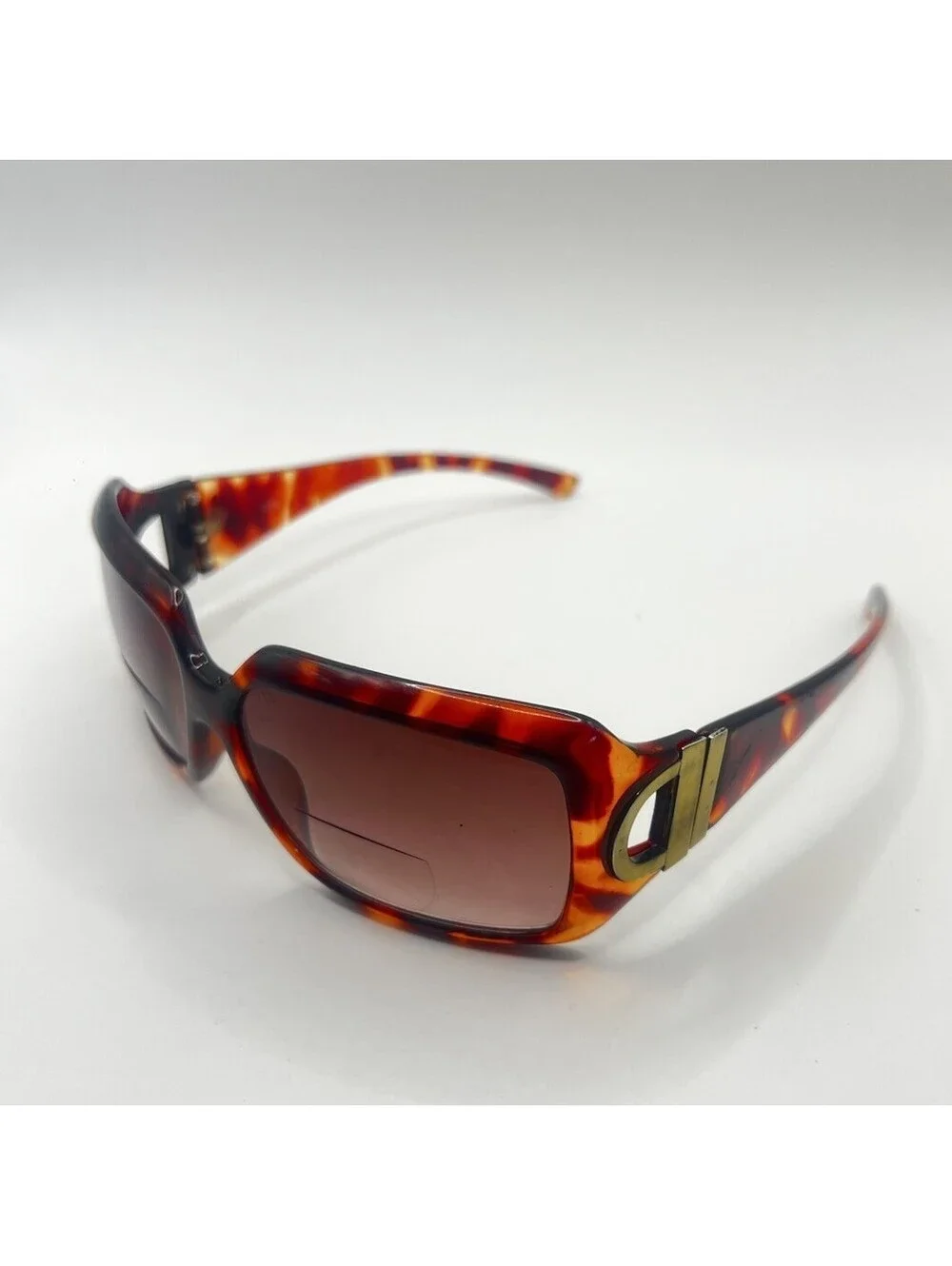 Vintage Style Tortoiseshell Bifocal Reading Sunglasses +2.00 | Gold Side Detail